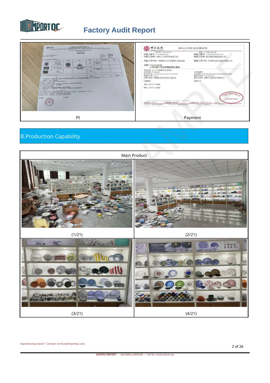 Interior page of the Ceramic Tableware Audit sample report