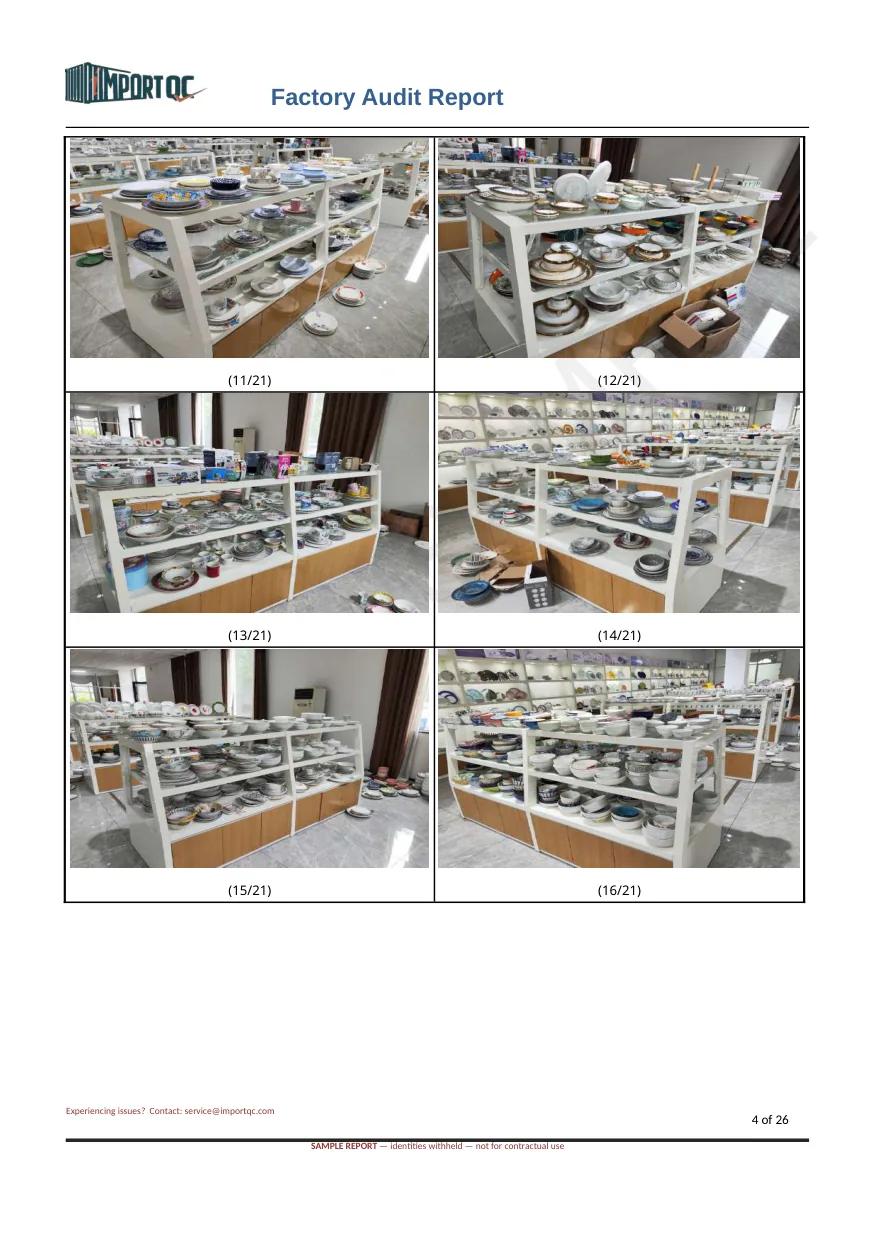 Interior page of the Ceramic Tableware Audit sample report