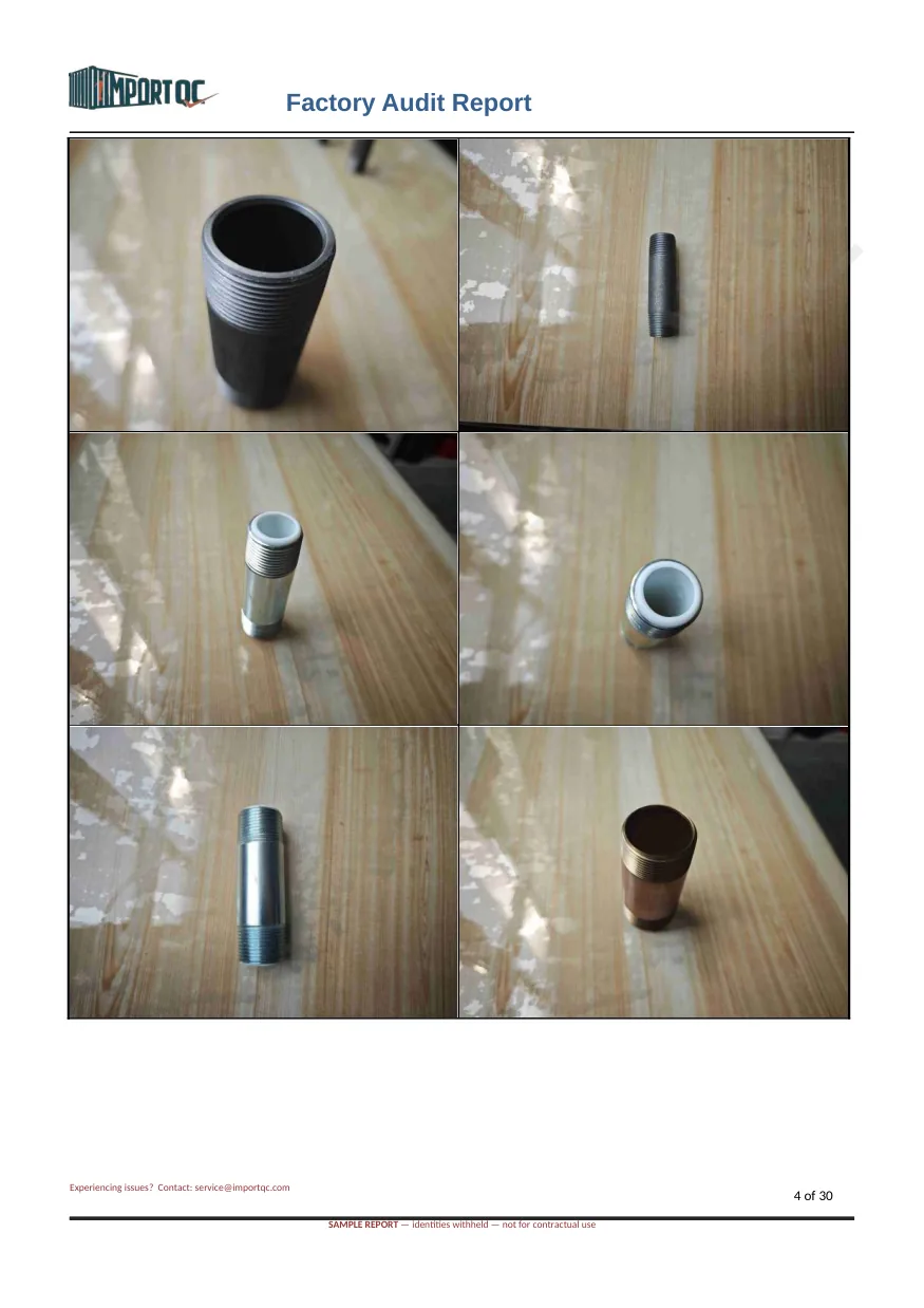 Interior page of the Pipe Fittings Audit sample report