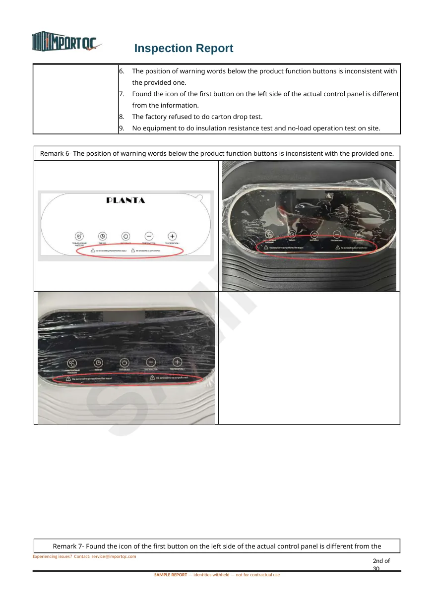 Interior page of the Foot Spa sample report