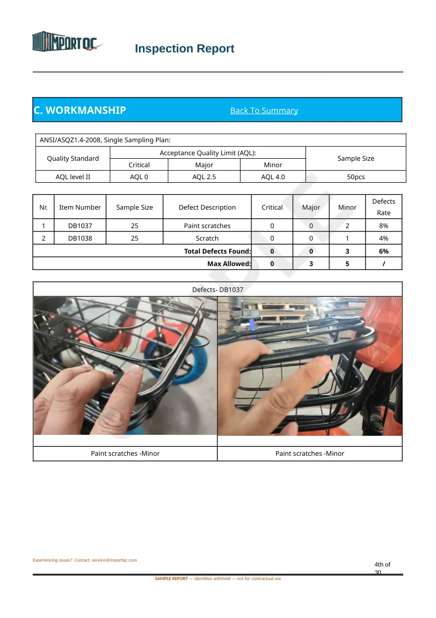 Interior page of the E-Bike sample report
