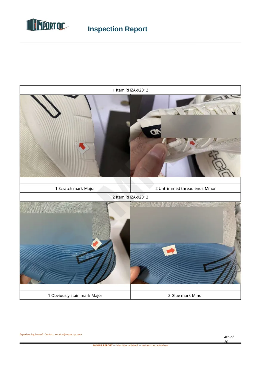 Interior page of the Sports Shoes sample report