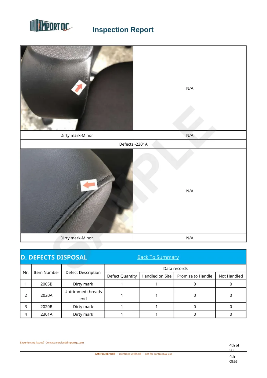 Interior page of the Office Chair sample report