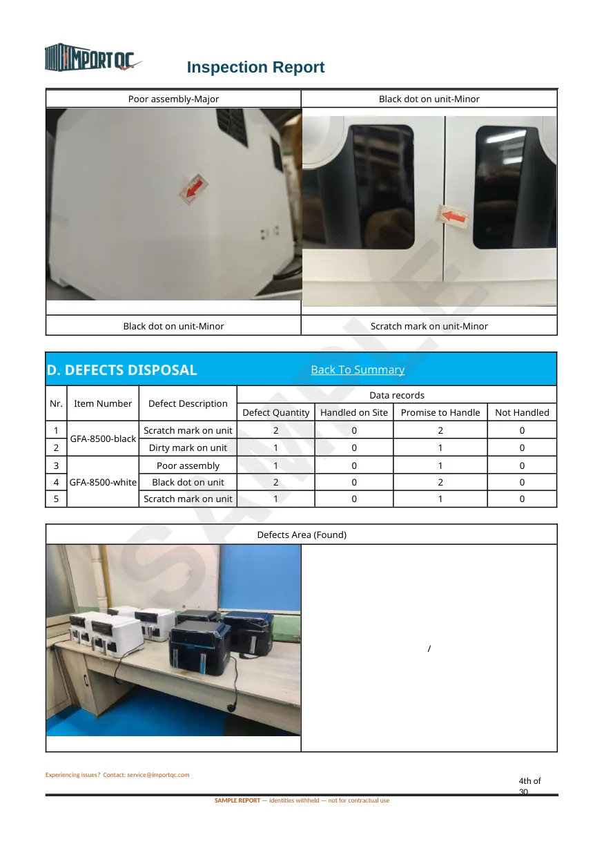 Interior page of the Air Fryer sample report