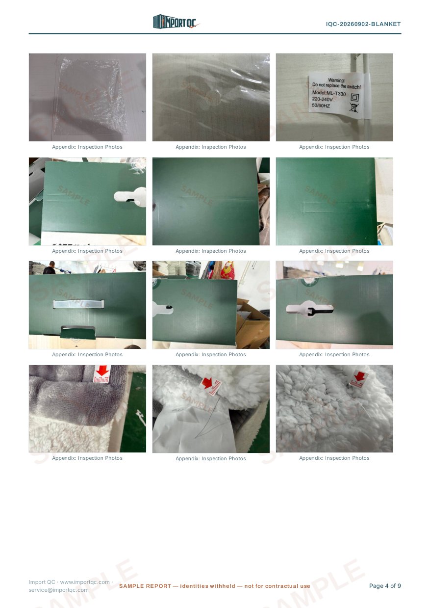 Interior page of the Electric Blanket sample report