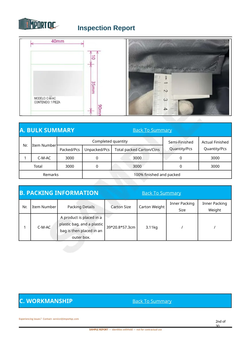 Interior page of the Suitcase sample report